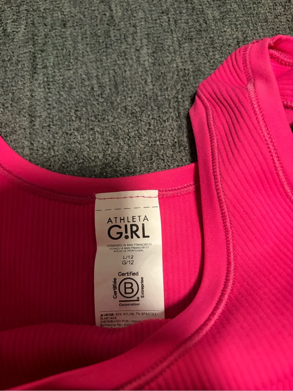Athleta Ribbed Crop Tank - Bright Pink